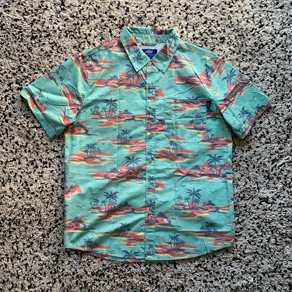 AFTCO Island Vibes Shirt - Teal and Coral - Picture 1 of 11